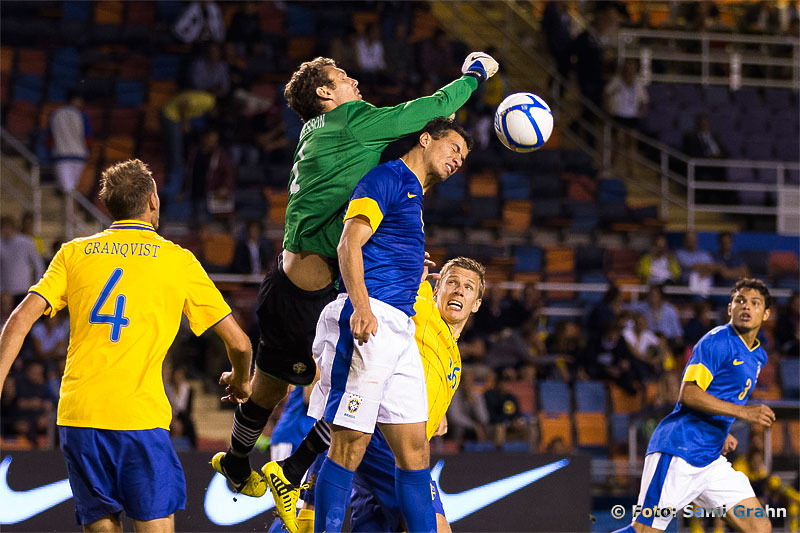 Sverige 4 Andreas Granqvist , goalkeeper 1 Andreas Isaksson och Brasilien 9 Leandro Damio