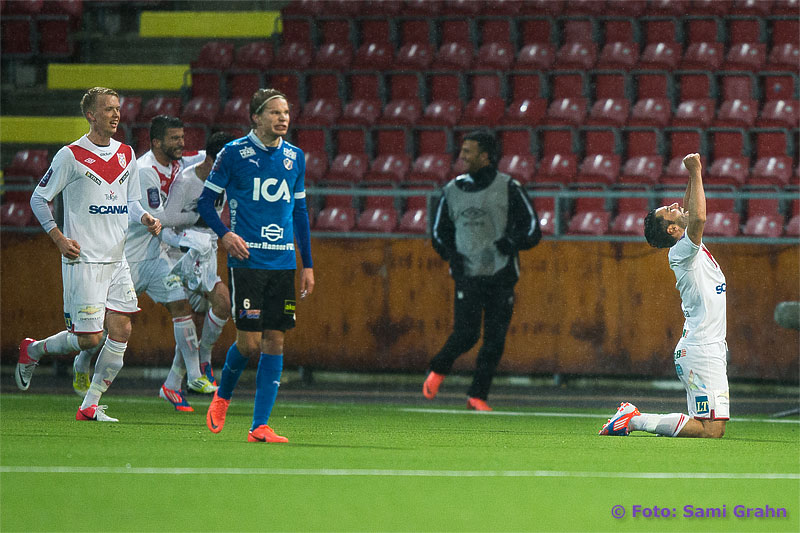 Halmstad 8 Kristoffer Fagercrantz deppar lika mycket som Assyriska 9 Stefan Batan jublar knästående