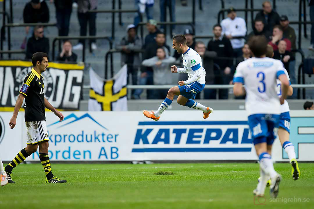 IFK Norrköping Christopher Nilsson Telo skuttar av glädje efter sitt 1-0-mål