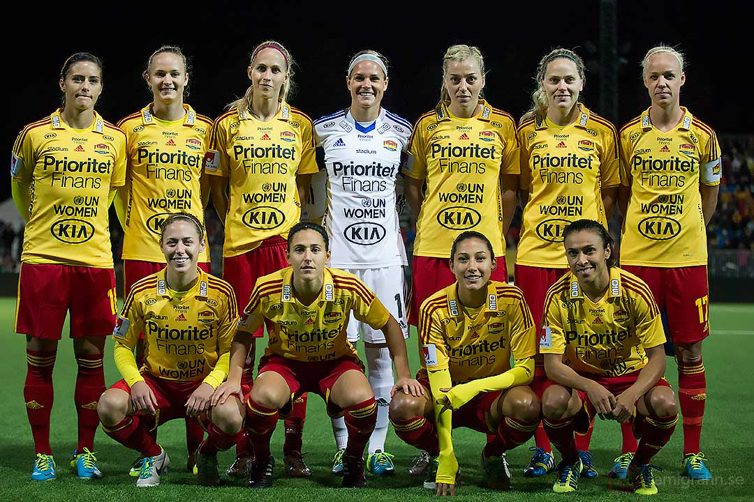 Tyresös startelva: målvakt Ashlyn Harris, Line Røddik Hansen, Lisa Dahlqvist, Veronica Boquete Gladans, Marta Vieira da Silva, Christen Press, Alexandra Krieger, Caroline Seger, Linda Sembrandt, Meghan Klingenberg, Caroline Graham Hansen