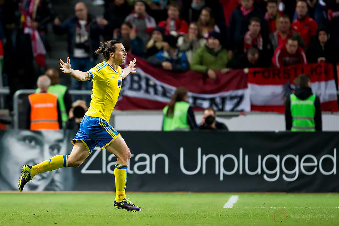 Ledningsmål till 2-1 av Sverige Zlatan Ibrahimovic