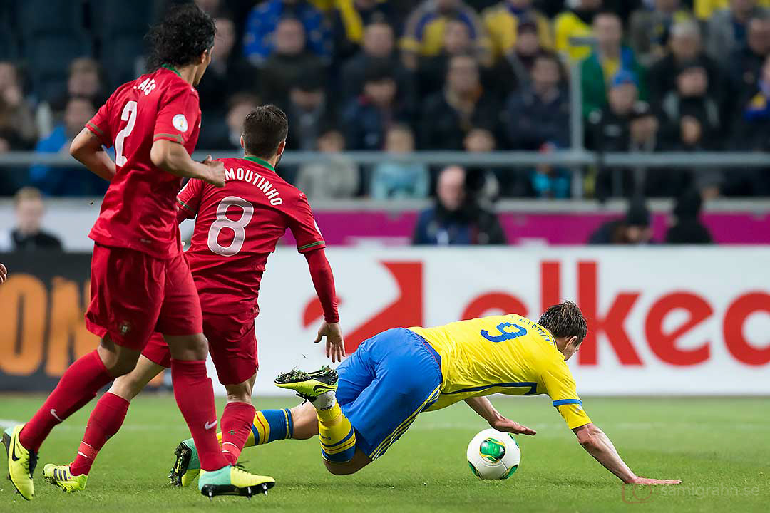 Portugal Bruna Alves och João Moutinho fäller Sverige Kim Källström