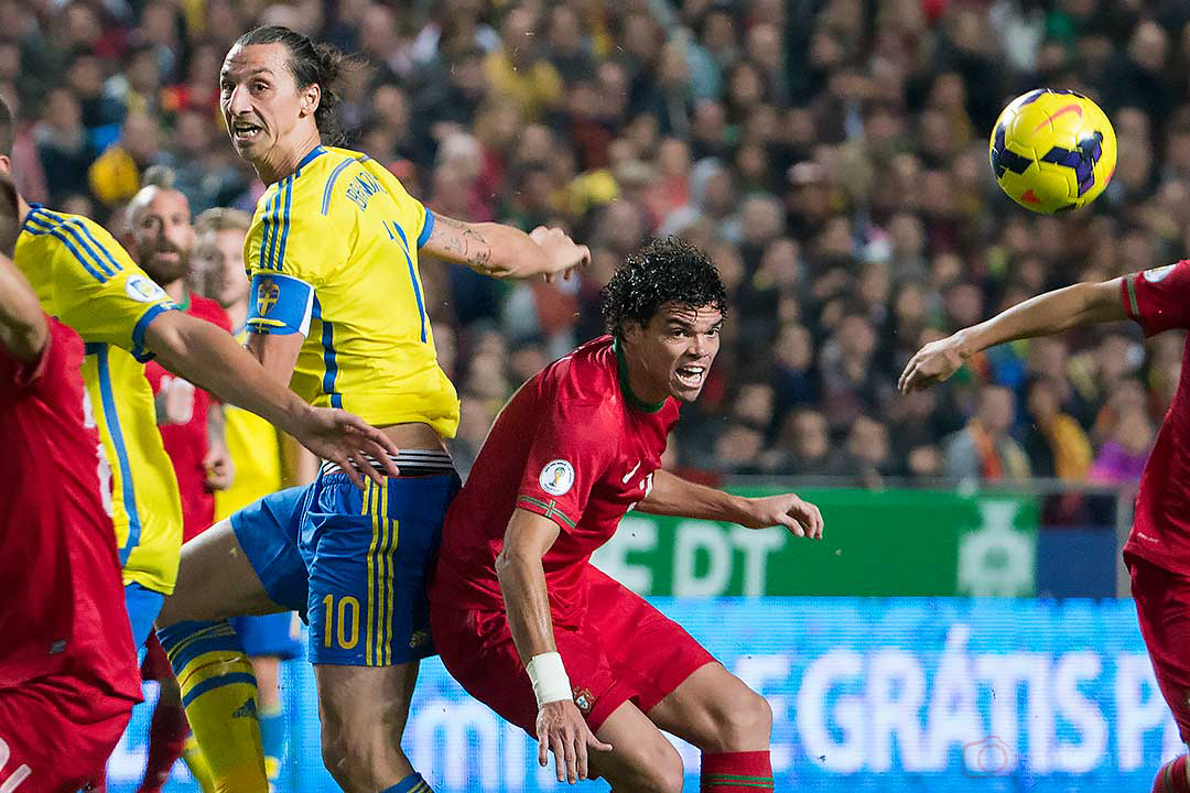 Sverige Zlatan Ibrahimović och Portugal Pepe